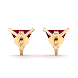 REYES Pendientes de Plata de Ley 925 con Forma de Triángulo, Gema de Rubí de 2.22 Quilates, Cierre de Rosca, Accesorios de Lujo para Mujer - Product Image 4