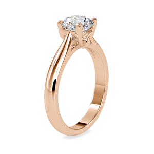 Anillo de Bodas de compromiso de diamante de corte redondo cultivado en laboratorio de 1,00 quilates de alta calidad, oro blanco, vermeil redondo original de fábrica - Product Image 5