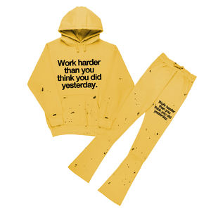 La mejor calidad 320 GSM naranja para hombre, pantalones de chándal informales de talla grande, chándal de lana, logotipo impreso, pantalones de tendencia de estilo apilado - Product Image 4