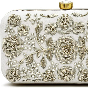 Bolso de Mano de Novia Moderno con Cuentas Bordadas Multicolores, Cristales de Estrás, Bolso de Noche Floral Hecho a Mano Unisex, Estilo Étnico Indio - Product Image 1