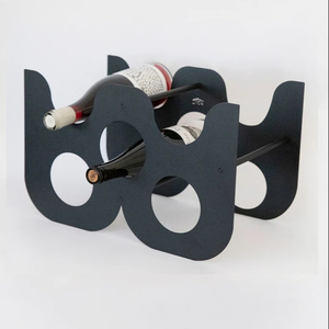 Eye Catching Design Wine Rack Eco-Friendly Black Finished Metal Wine Bottle Holder for Bar Hotel Restaurant <b>Tabletop</b> Decorative - Product Image 1