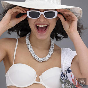 Collar de cuentas de semillas blancas multicapa PRAO - Product Image 3