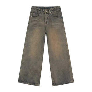 Pantalones Anchos de Mezclilla para Hombre, 100% Algodón, 14 Onzas, Fabricante OEM, Ropa Urbana, Jeans de Pierna Ancha para Hombre, Talla Grande - Product Image 3