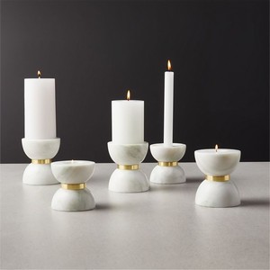 White <b>Marble</b> & Brass <b>Candle</b> <b>Holder</b> Christmas Home Decor Eco-friendly Handmade Luxury Table Accent for Living Room - Product Image 2