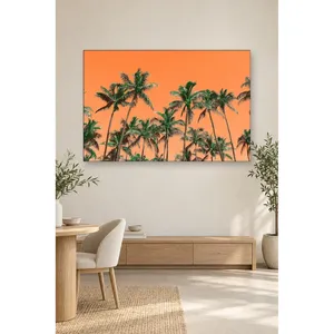 Impresión en lienzo de palmeras Fida en un cielo naranja - Product Image 5