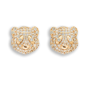 Hot Selling 925 <b>Sterling</b> <b>Silver</b> Animal Earrings Sweet Little Bear Earbone <b>Studs</b> with Lab Grown Diamond Luxury Jewelry - Product Image 1