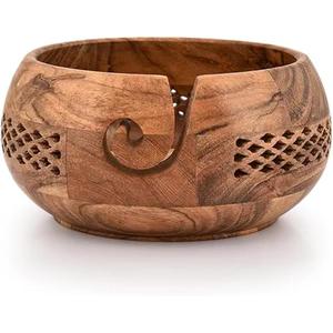 Cuenco de hilo de madera hecho a mano, soporte de hilo de palisandro, caja de almacenamiento de hilo de ganchillo, cuenco de bola de hilo, regalo para cumpleaños de madre - Product Image 1