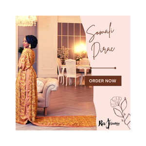 Elegant Satin Fabric Somali Dirac Beaded Handmade Embroidered Bridal <b>Dress</b> for <b>Nigerian</b> <b>Wedding</b> or Costume Use - Product Image 1