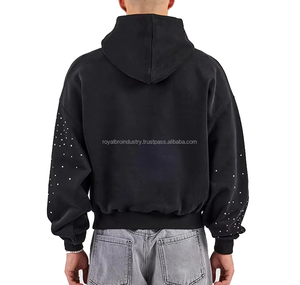 เสื้อผู้ชายสไตล์โกธิคสำหรับฤดูหนาว ผ้าฝ้าย 100% 450 แกรม ทรงครอป ทรงบ็อกซี่ ปกติ กระเป๋าปัก  ผ่านกรรมวิธีการฟอกสีแบบแอซิด  โลโก้สั่งทำพิเศษ ผ้าหนา - Product Image 2