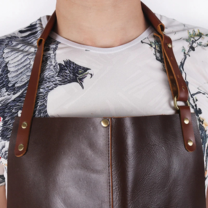 Delantal de cocina Unisex para barbacoa y pícnic al aire libre de cuero genuino multifuncional antimanchas de aceite - Product Image 5