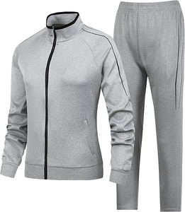 Traje de ropa deportiva de talla XXL para hombre, logotipo personalizado, 3D, reflectante, para correr, transpirable, Fitness, dos piezas, cremallera, patrón sólido para adultos - Product Image 1
