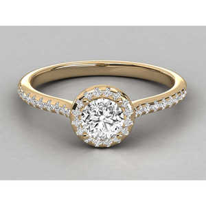 Bague élégante pour femme en or 14 carats avec diamant solitaire rond - Product Image 2