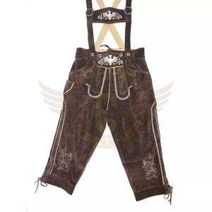 Pantalon en cuir allemand bavarois Oktoberfest style cerf doré taille moyenne personnalisable - Product Image 1