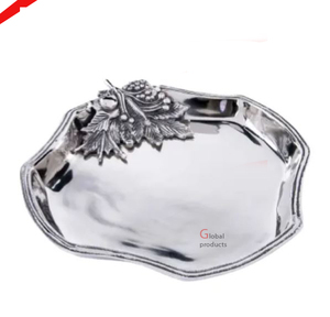 Plateau martelé de portion de nourriture et de salade en métal de forme de feuille de conception pour l'hôtel et le restaurant à la maison - Product Image 4