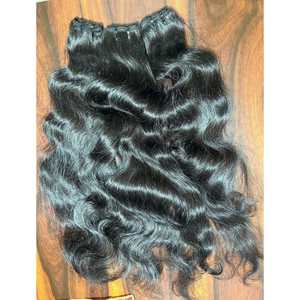 Perruque en dentelle indienne de 30 pouces directe d'usine avec la meilleure qualité Extensions de cheveux ondulés bruts tissage de vague naturelle prix moins cher - Product Image 1