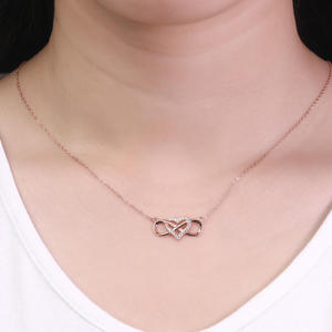 Jeulia "You Complete Me" <b>Infinity</b> Love Heart Sterling Silver <b>Necklace</b> with Zircon and Pearl - Product Image 4