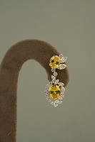 Pendientes de Diamantes Modernos para Mujer, Corte Ovalado Cultivado en Laboratorio, Chapados en Oro Blanco y Rosa de 14/18Kt, Certificados por IGI, para Bodas, Fiestas o Regalos