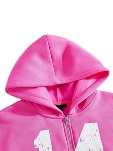 Custom New 100% Cotton Heavyweight <b>Cropped</b> Zipper Hoodies Oversized loose shoulder Unisex Custom Printing Design Zipper Hoodies - Product Image 4