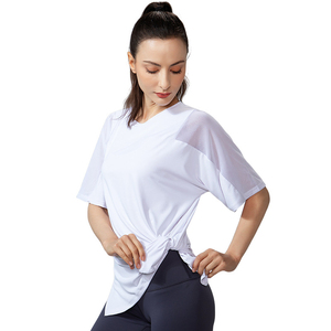 Vêtements de gym à manches courtes Simple Léger Crop top t-shirts ras du cou t-shirt Couleur unie teint Crop top t-shirts Spandex nylon - Product Image 1