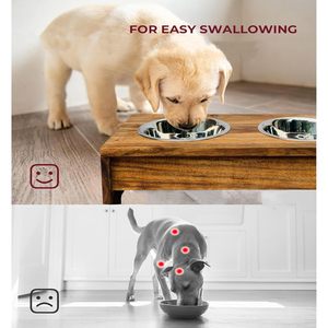 Acacia Wooden <b>Feeder</b> for Pet with Stainless Steel Pet Bowl Double Feeding Bowl Diner Elevated Stand for Providing Food and Water - Product Image 4