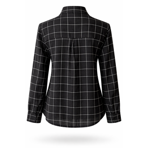 Camisa Informal de Popelina a Cuadros Negros con Botones, Talla XS - Product Image 2