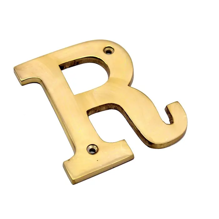 Grosir personalisasi angka rumah tangga alfabet pelat pintu untuk apartemen ruang kantor tanda huruf angka kuningan logam