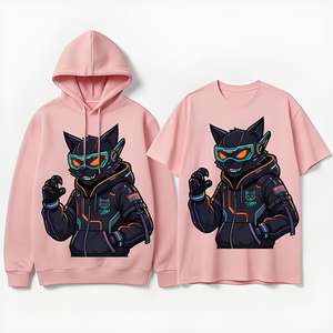Sudadera con capucha Cyberpunk Techwear para hombre, de algodón de 450 g/m², con gráfico de gatito <span class=keywords><strong>hacker</strong></span> enmascarado, estilo streetwear vintage con cremallera - Product Image 1
