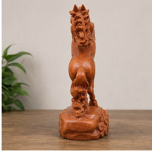 Escultura de Caballo de Madera Hecha a Mano, Figura de Animal Tallada, Artesanía Tradicional de Madera para Decoración de Mesa de Salón - Product Image 5