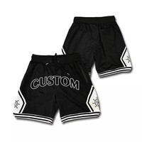 Pantalones Cortos de Baloncesto Unisex Personalizados con Estampado, de Secado Rápido, Antibacterianos, Transpirables, de Malla, 100% Poliéster, Cintura Elástica, Color Negro