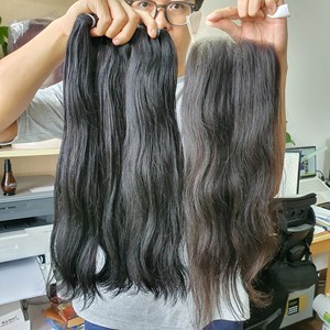 Máquina de extensiones de cabello Remy vietnamita virgen 100%, doble trama, Color personalizable, onda profunda recta y suelta para mujeres - Product Image 3
