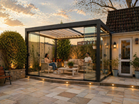 Casas Modernas de Paneles Sándwich con Cerramiento de Vidrio, Casa Prefabricada con Patio, Espacio de Vida al Aire Libre, Diseño Rectangular Impermeable