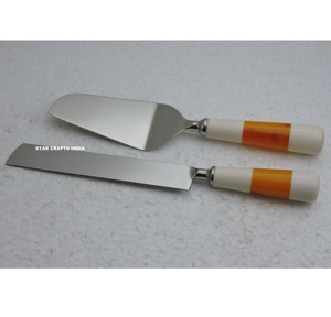 Top Trending Stainless Steel with Resin Handle Salad <b>Server</b> and <b>Cake</b> Knife Set Luxury Decorative Salad and <b>Cake</b> <b>Server</b> Set of 2 - Product Image 6