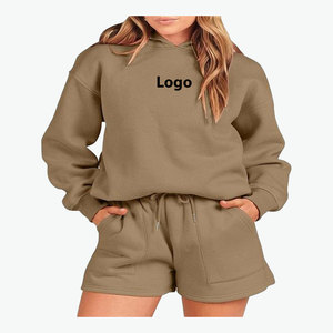 Conjunto de Sudadera con Capucha y Pantalones Cortos para Mujer, Logotipo Personalizado, Alta Calidad, OEM, Ajuste Holgado, Top Largo por Encima de la Rodilla, Talla Grande - Talla 6XL, Gran Venta - Product Image 6