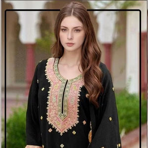 Ensemble Gharara luxueux en chinon lourd brodé, taille unique, bas en santoon, dupatta intérieur, tenue indienne moderne formelle ethnique - Product Image 1