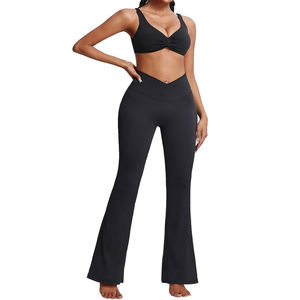 Sublimated Yoga Set Sport Bra and Shorts gym outfit Women's Running Jogging 2 Pieces Set Biker Shorts Sets - Product Image 1