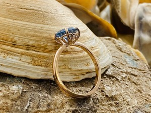 Anillo de Topacio Azul Suizo, Anillo de Topacio Redondo, Topacio Azul Solitario, Anillo de Oro con Piedra Natal de Diciembre - Product Image 4