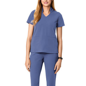 Uniformes Médicos de Spandex/Poliéster con Logotipo Personalizado del Fabricante Directo, Cuello Multiusos, Tallas Grandes, Conjuntos de Uniformes de Enfermera - Product Image 1