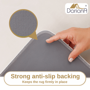 DarianA Rectangle Solid Color Area <b>Rug</b> Polyester Non-Slip Low Pile Rubber Backing Machine Made Medium Thickness Scandinavian - Product Image 4