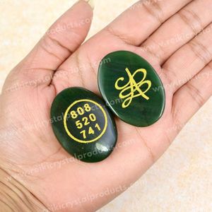Cristal de Feng Shui con Símbolo Zibu, Palabra de la Fortuna, Cabujón de Aventurina Verde, Paquete de 2 - Product Image 2