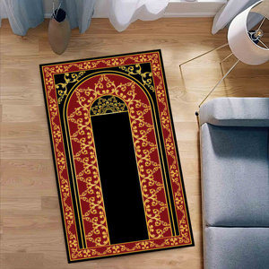 Alfombra de Oración Roja: Elegante Alfombra Musulmana para el Adoración, Decoración para Mezquita, con Pelo Suave - Product Image 1