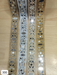 Custom Dots Pattern Grosgrain Recycled Ribbon Indian Wedding Outfits Shiny Handmade Mirror Work Trim Apparel Home Use - Product Image 6