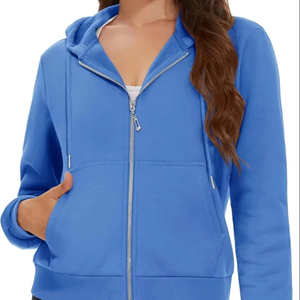 Meilleure qualité en gros 2025 haute qualité femmes à manches longues sweat polaire pleine fermeture éclair unisexe coupe ajustée - Product Image 6