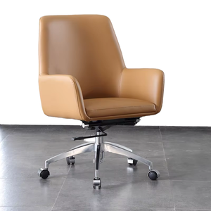 Chaise de bureau exécutive moderne à dossier croisé, ergonomique, réglable en hauteur, avec base en acier inoxydable, pivotante et à roulettes, pour homme - Product Image 6
