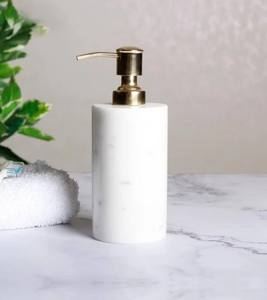 Nouvelle bouteille de lotion en marbre blanc pour savon liquide avec pompe de distributeur en métal doré accessoires de salle de bain de luxe décoratifs - Product Image 4