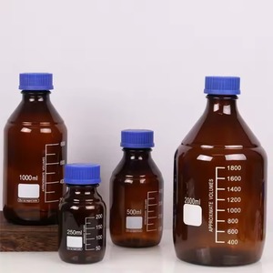 Bouteilles de laboratoire ambrées graduées de haute qualité de 100ml avec filetage DIN et bouchon à vis en polypropylène (PP) - Product Image 5