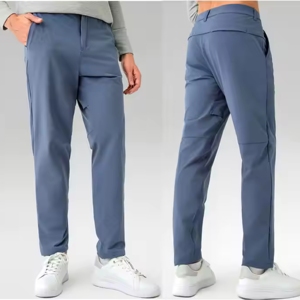 2025 pantalon de Fitness formel pour hommes tissu peigné haute élastique doux 100% Polyester Anti-boulochage séchage rapide pantalon de costume à double usage - Product Image 3