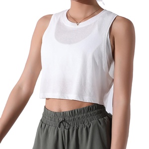 Women's Premium Quality Gym Workout Tank <b>Tops</b> Casual Fitness Design Front Logo Solid Color Breathable Slim Fit 100% Cotton - Product Image 4