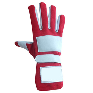 Red Full Finger Racing Gloves White Panels Hook Loop Closure Non Slip Breathable Outdoor Activities Car Driving Sports Gloves - Product Image 1