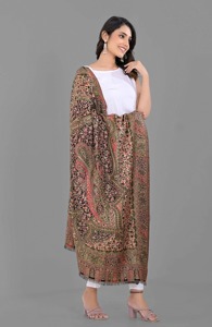 different design Vintage Style Cashmere Wool <b>Shawl</b> with Floral Embroidered Borders <b>and</b> Tassels Elegant Winter <b>Wrap</b> - Product Image 2