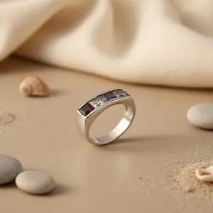 Women's <b>Statement</b> Fashion <b>Ring</b> with Gemstones Silver Jewelry - Product Image 2